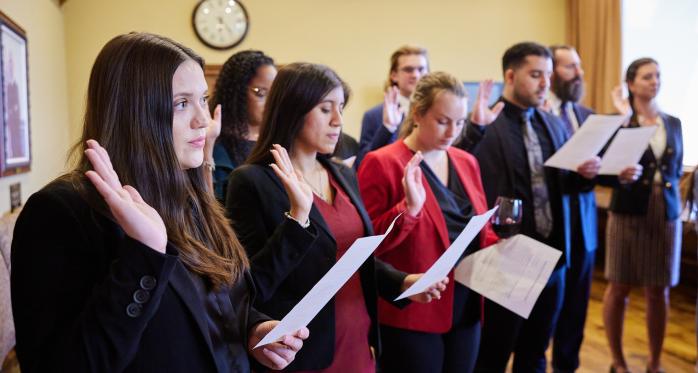 Students taking oath