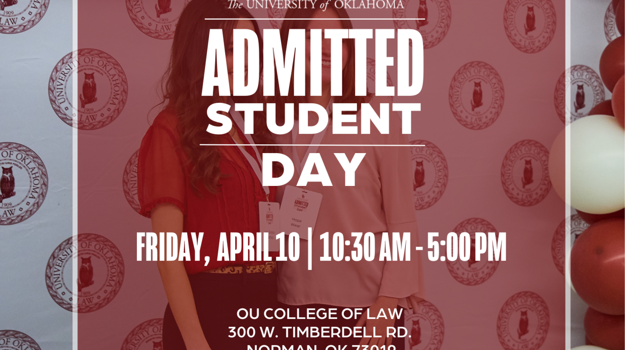 Admitted Student Day, April 10, 2026, 10:30-5:00