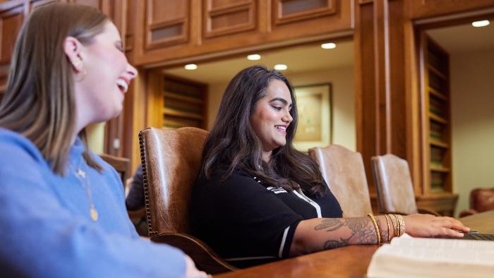 Image of two students studying in the Chapman Reading Room