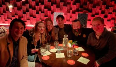 Photo of students at dinner